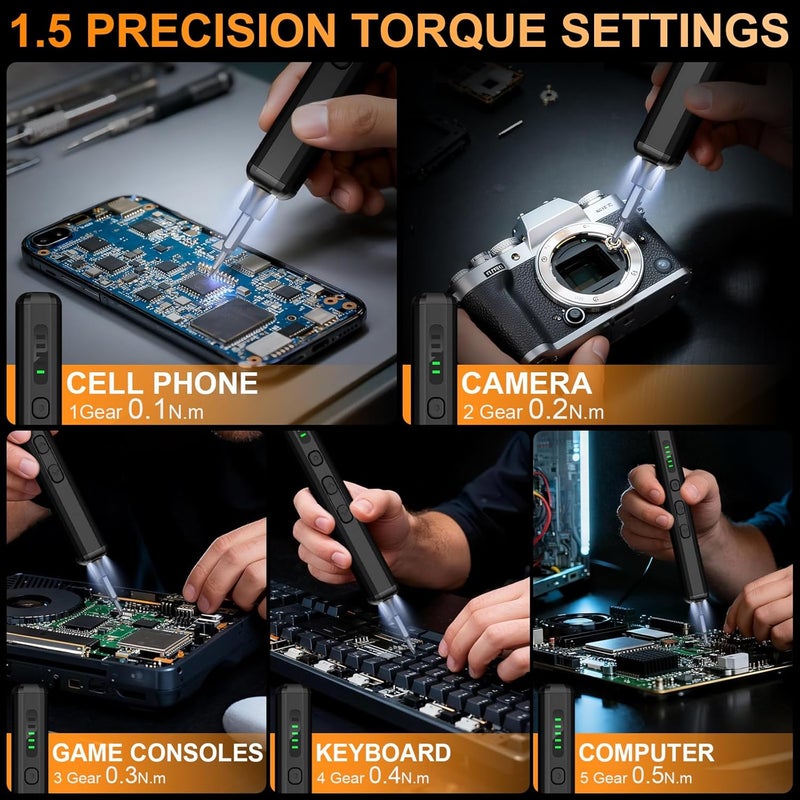 Tanso Mini Electric Screwdriver, 3.7V Precision Screwdriver Set Cordless Screwdrivers Rechargeable 72 In 1 Magnetic Bit Repair Tech Tool Kit for Electronics Computer Phone Laptop Camera RC Car Watch Glasses - Image 2